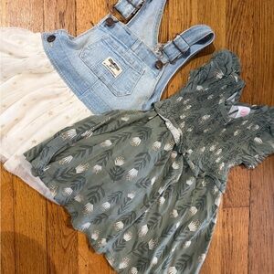 OshKosh B'gosh Blue Denim and Wonder Nation Green Floral Dress and Lemon Set